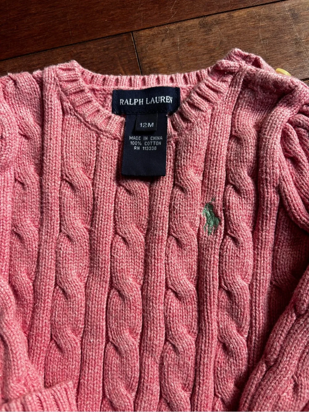 Ralph Lauren Pink Cable-Knit Crewneck Sweater 12 months